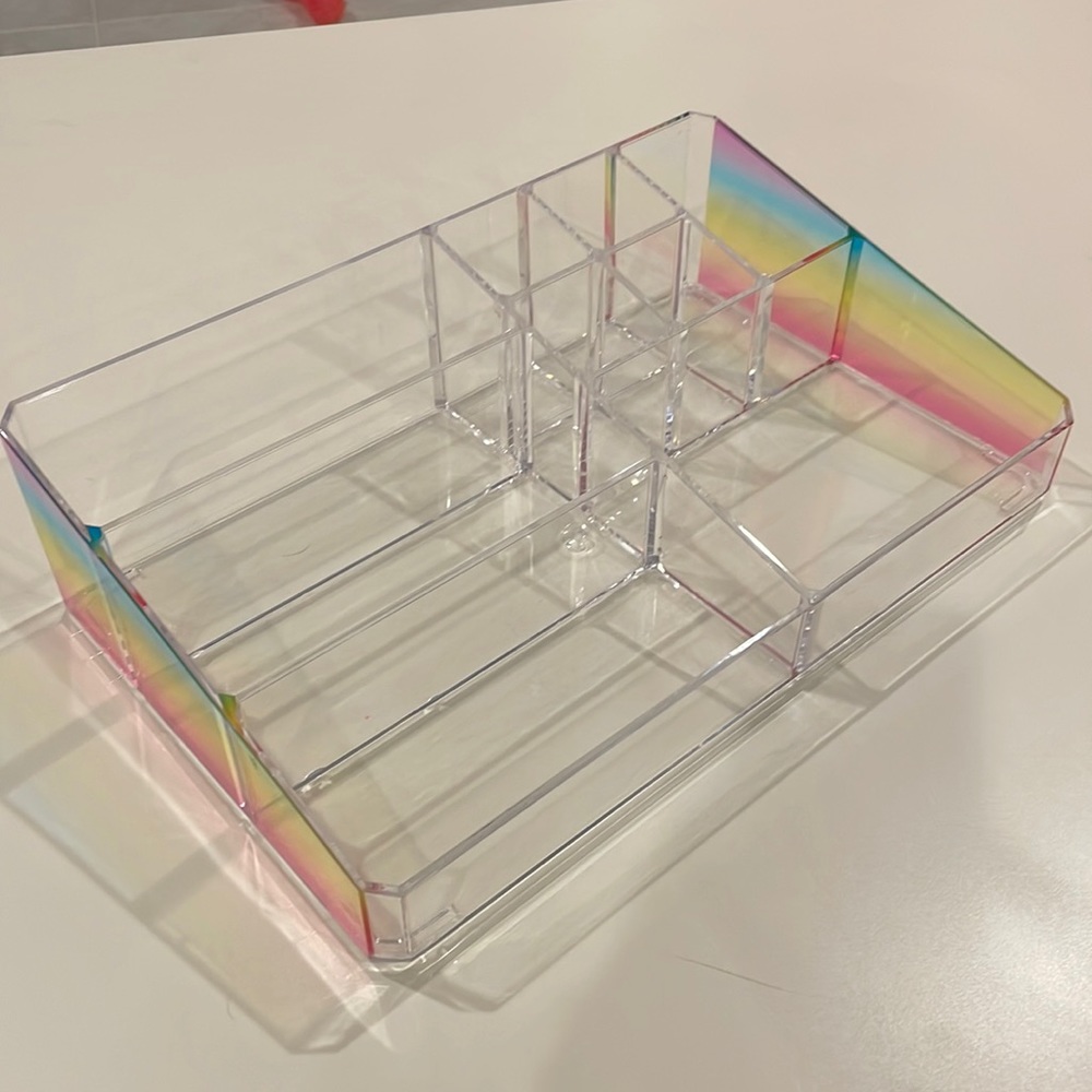 Kensie Multi-Purpose Organizer Clear Acrylic with Rainbow Color Sides